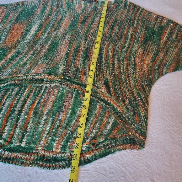 EUC Santoori Green & Tan Sequin Oversized Sweater - Picture 6 of 10